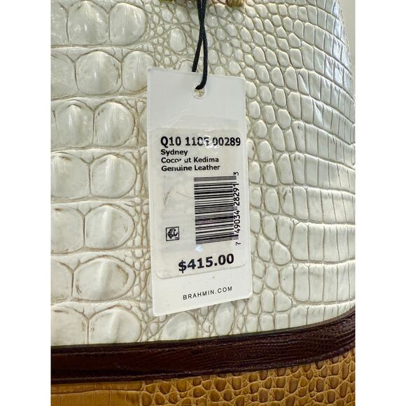 NEW Brahmin Sydney Satchel Coconut Kedima Croc-Embossed Leather Top Handles NWT - Picture 8 of 14